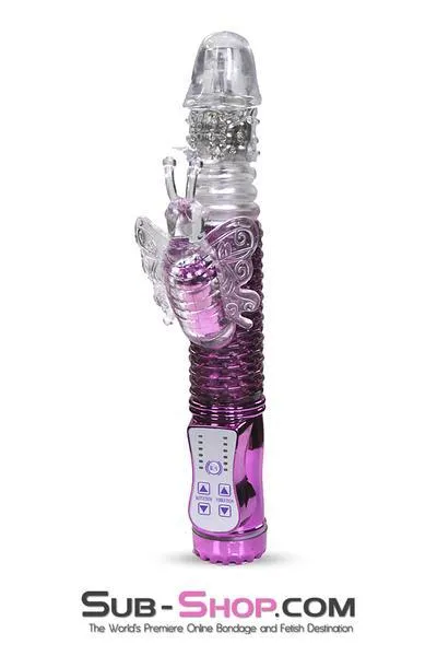 1508M      Multi-Function Purple Jelly Rotating Vibrator with Fluttering Butterfly Clit Stimulator - LAST CHANCE - Final Closeout!