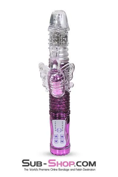 1508M      Multi-Function Purple Jelly Rotating Vibrator with Fluttering Butterfly Clit Stimulator - LAST CHANCE - Final Closeout!