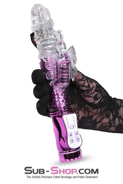 1508M      Multi-Function Purple Jelly Rotating Vibrator with Fluttering Butterfly Clit Stimulator - LAST CHANCE - Final Closeout!