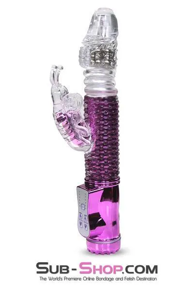 1508M      Multi-Function Purple Jelly Rotating Vibrator with Fluttering Butterfly Clit Stimulator - LAST CHANCE - Final Closeout!