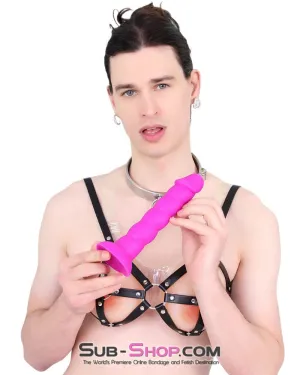 2218M-SIS      Pretty Sissy Purple Twist Silicone Ripple Dildo with Suction Cup Base