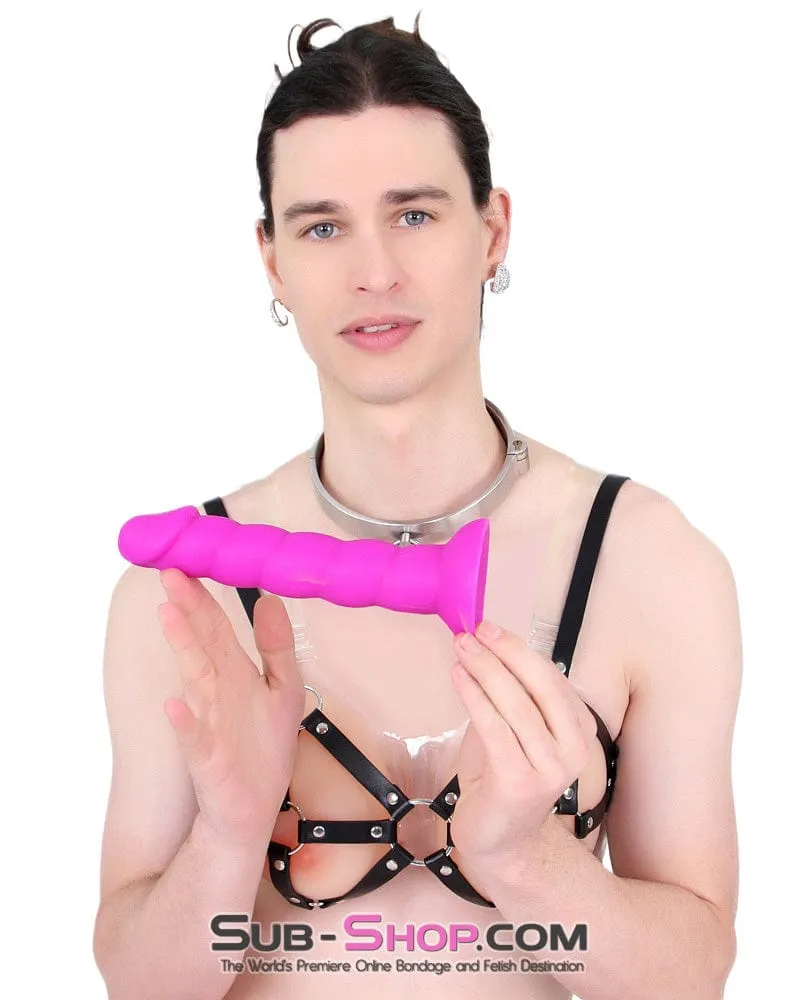 2218M-SIS      Pretty Sissy Purple Twist Silicone Ripple Dildo with Suction Cup Base