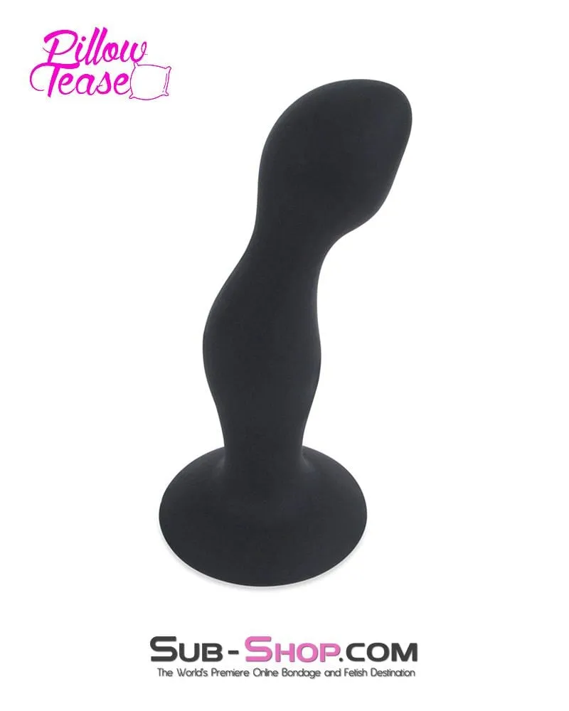 3437M      7” Black Silicone Dildo Plug with Rolling Vibro Balls Inside