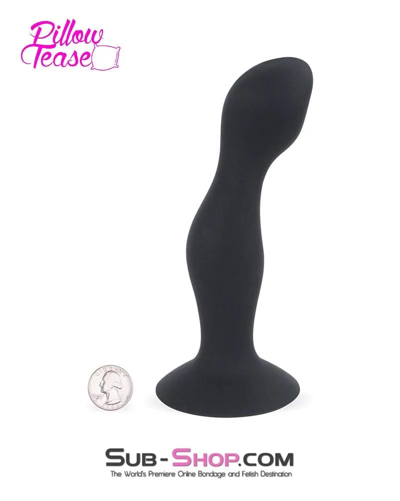 3437M      7” Black Silicone Dildo Plug with Rolling Vibro Balls Inside