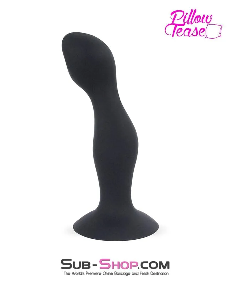 3437M      7” Black Silicone Dildo Plug with Rolling Vibro Balls Inside