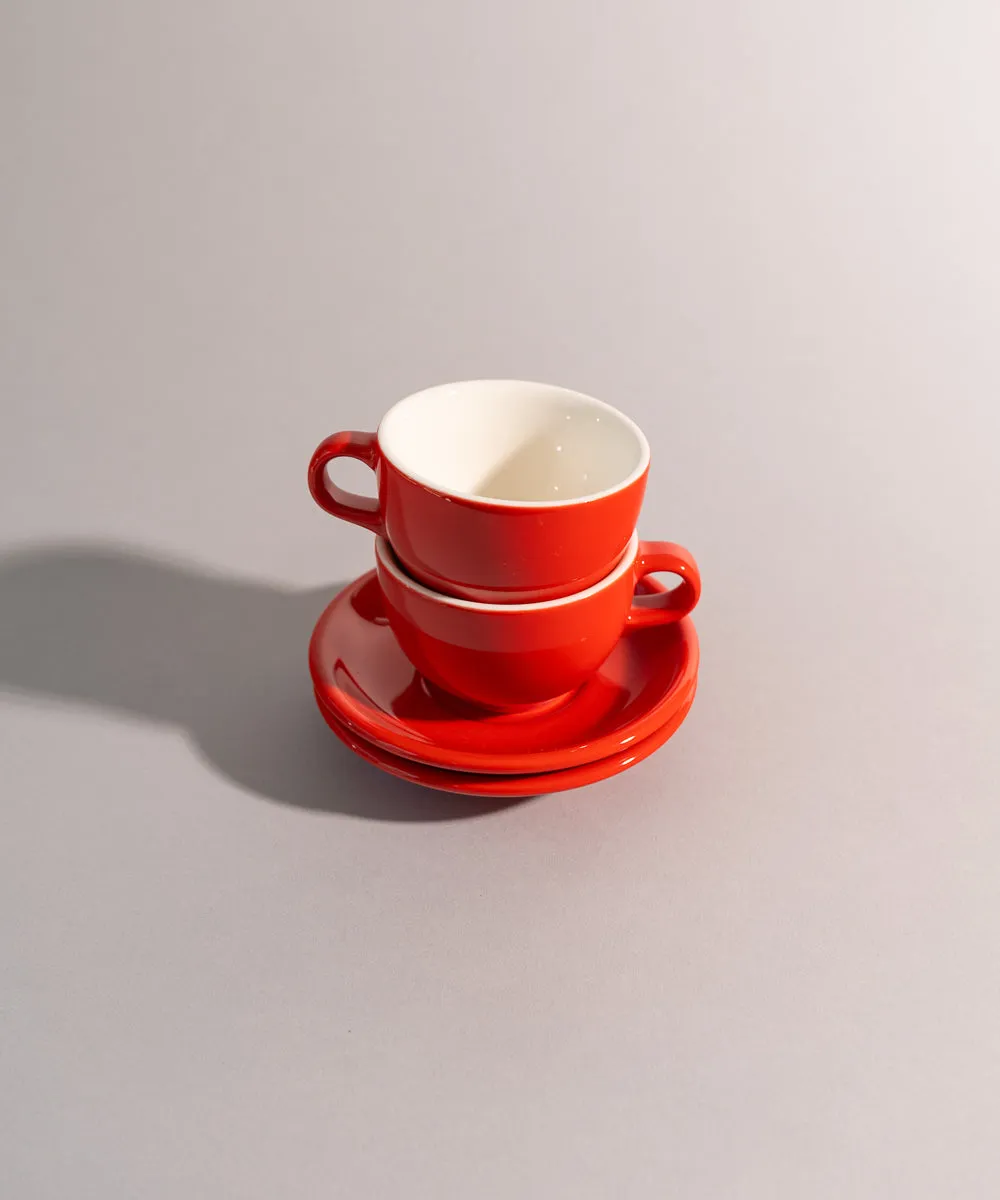6oz ORIGAMI Flat White Cup and Saucer Set - various color
