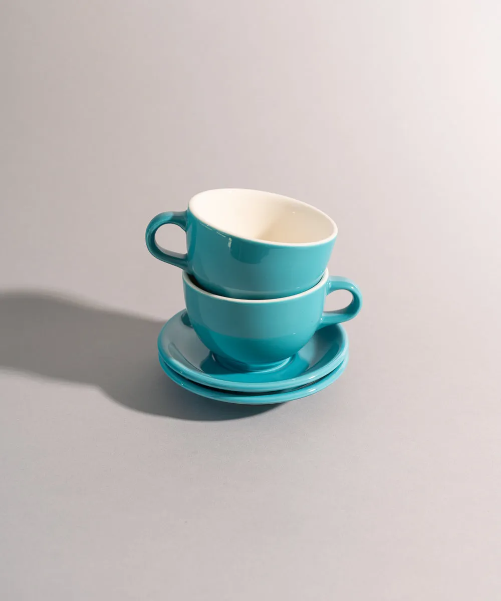 6oz ORIGAMI Flat White Cup and Saucer Set - various color