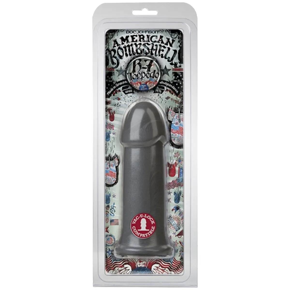 American Bombshell B-7 Torpedo Dildo Grey 7 Inch