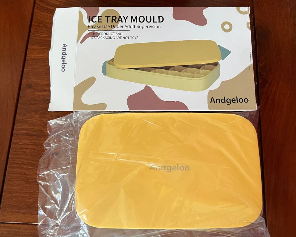 Andgeloo ice cube mold,Easy-Release Silicone & Flexible  Cube Trays with Spill-Resistant Removable Lid
