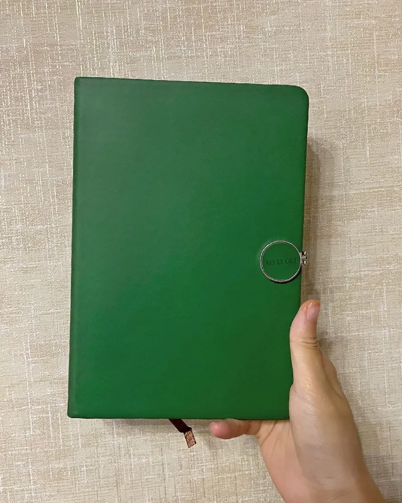 AO LI GEI blank journal,Minimalism Art, Premium Hard Cover Notebook Journal, Gusseted Pocket, Ribbon Bookmark, Extra Thick Ink-Proof Paper 120gsm, San Francisco (Plain, Green)