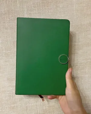 AO LI GEI blank journal,Minimalism Art, Premium Hard Cover Notebook Journal, Gusseted Pocket, Ribbon Bookmark, Extra Thick Ink-Proof Paper 120gsm, San Francisco (Plain, Green)