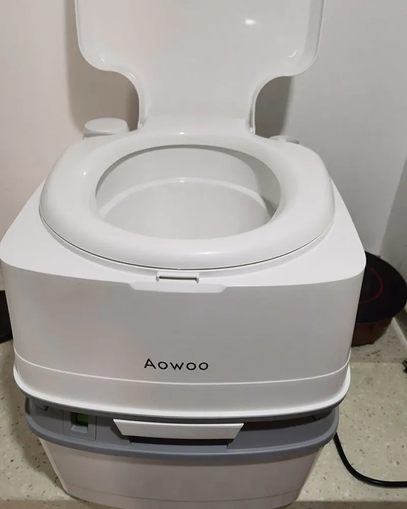 Aowoo portable toilet, outdoor portable toilet-1, travel toilet with beverage | 3-way portrait | rotating tour, suitable for exploration, boating, travel and road trips
