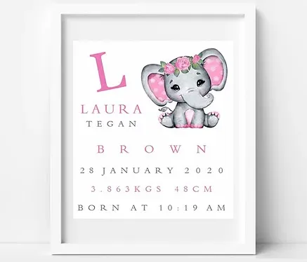 BabyCusch - Pink Floral Elephant Frame