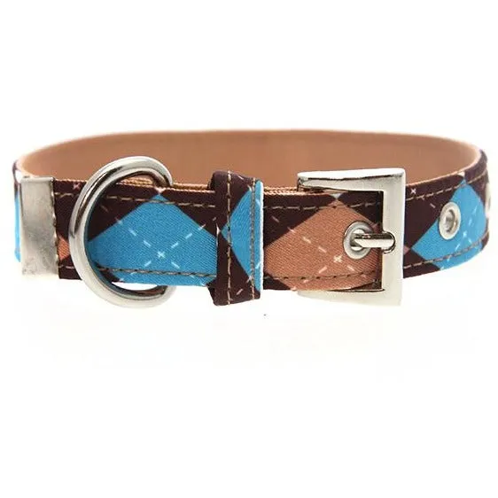 Brown & Blue Argyle Collar