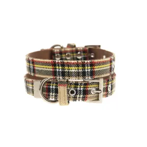 Brown Tartan Dog Collar