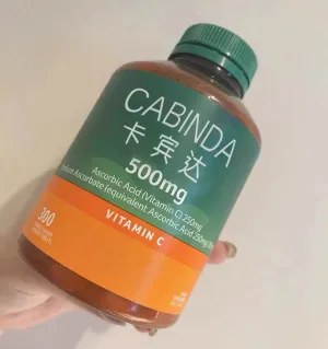 CABINDA Vitamins, Immune Vitamin C, Zero Sugar, Natural Orange Flavor, 300 Chewable Tablets