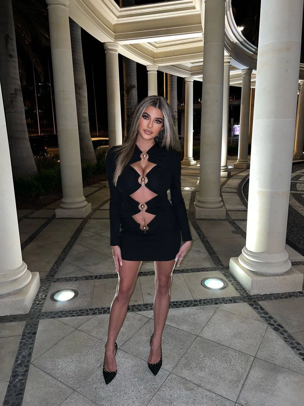Christopher Esber - Ruched Black Column Long Sleeve Dress