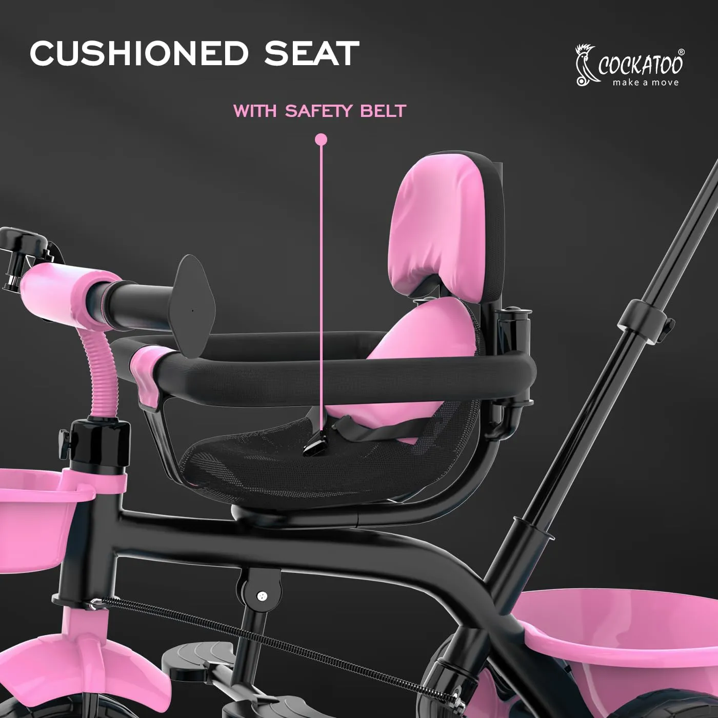 Cockatoo Star Cruise Tricycle for Kids 2 to 5 Years, Tricycle with Parental Control & Push Handle, Max Weight 50 Kg