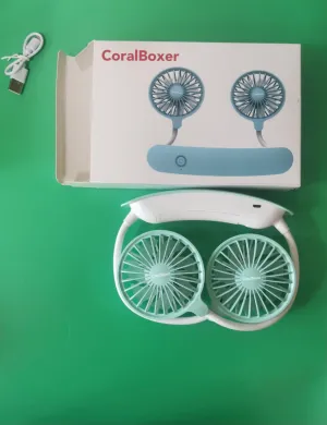 CoralBoxer Electric fan, portable rechargeable neck fan for Travel, Outdoor