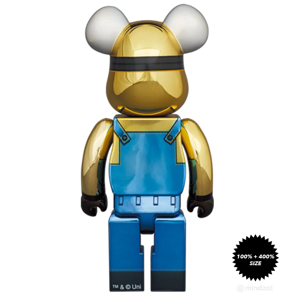 Dave Minion (Chrome Ver.) 100%   400% Bearbrick Set by Medicom Toy