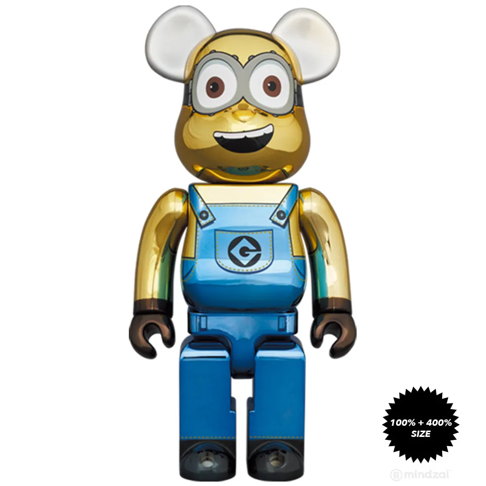 Dave Minion (Chrome Ver.) 100%   400% Bearbrick Set by Medicom Toy