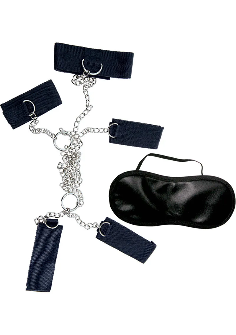 Dom/sub 4 Cuffs And Collar - Black(disc)