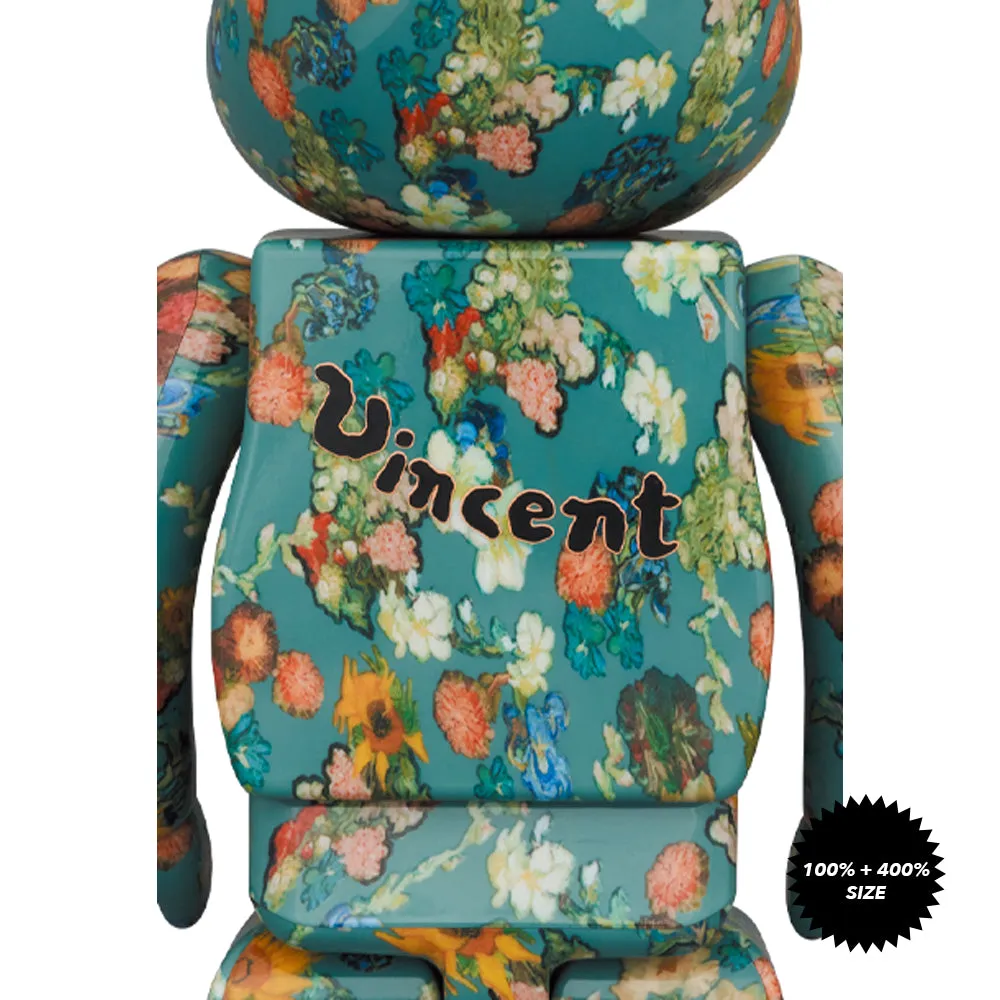Floral Pattern 50th Anniversary of the Van Gogh Museum 100%   400% Bearbrick Set by Medicom Toy