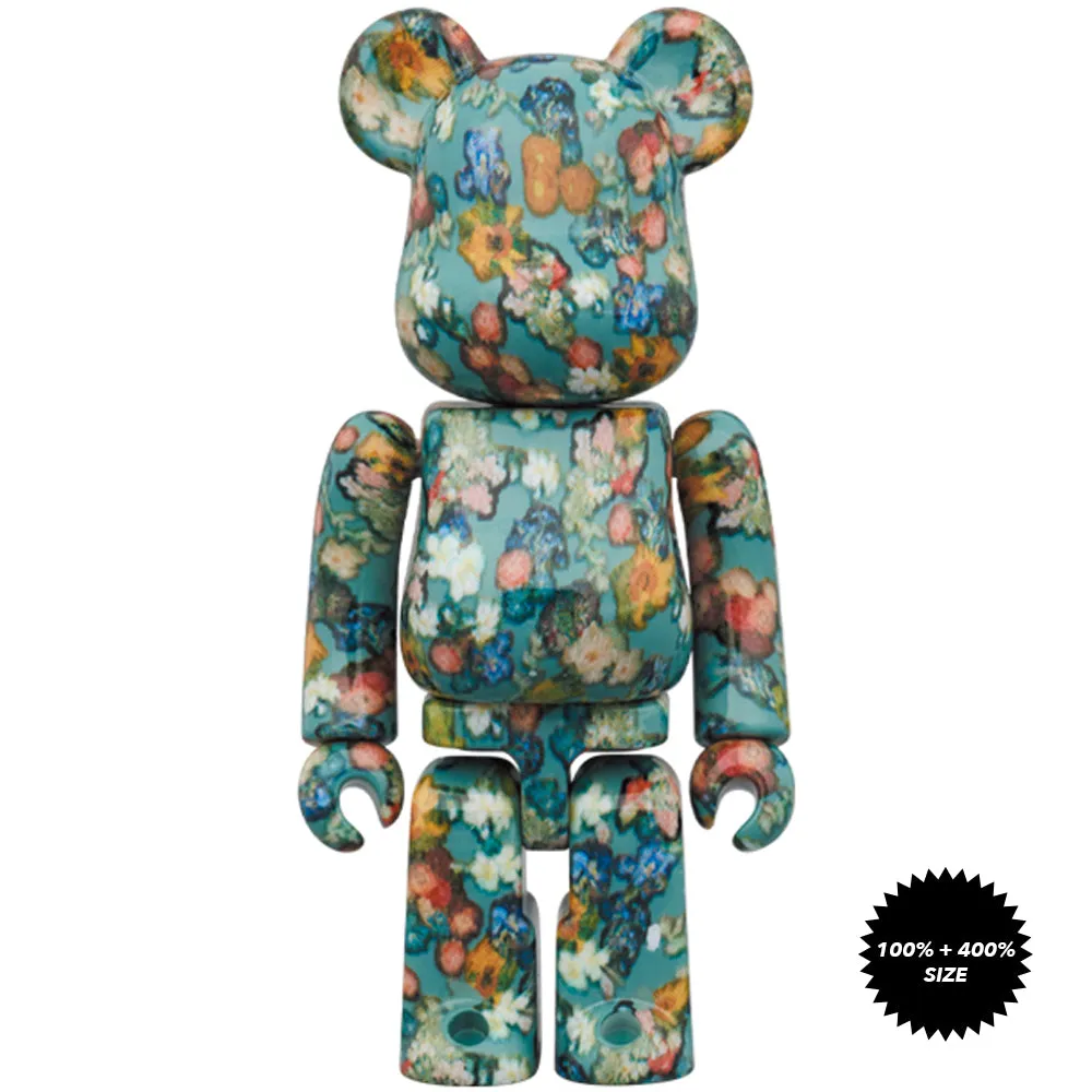 Floral Pattern 50th Anniversary of the Van Gogh Museum 100%   400% Bearbrick Set by Medicom Toy
