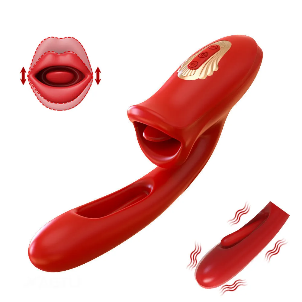 G Spot Vibrator Clit Tongue Oral Sex Toys - Double End Tickle Flapping Women Vibrator