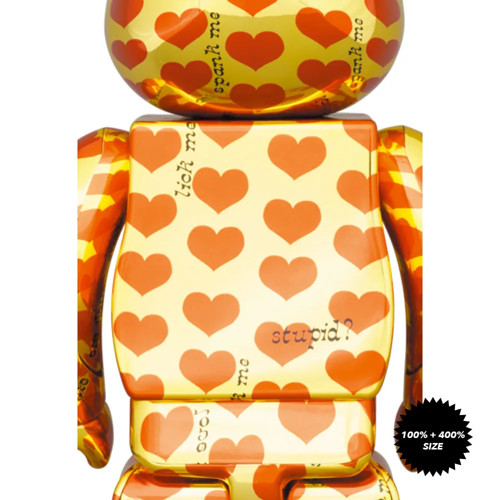 Hide Gold Heart 100%   400% Bearbrick Set by Medicom Toy