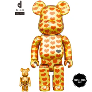 Hide Gold Heart 100%   400% Bearbrick Set by Medicom Toy