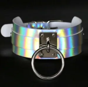 Holographic Silver Collar with Large Silver O Ring