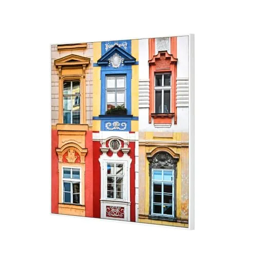 @home by Nilkamal Windows of Prague Canvas Wall Painting |Ideal for Living Room, Bedroom, Office, Hotel and Restaurants |60 x 60 cm| Multicolour