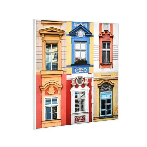 @home by Nilkamal Windows of Prague Canvas Wall Painting |Ideal for Living Room, Bedroom, Office, Hotel and Restaurants |60 x 60 cm| Multicolour