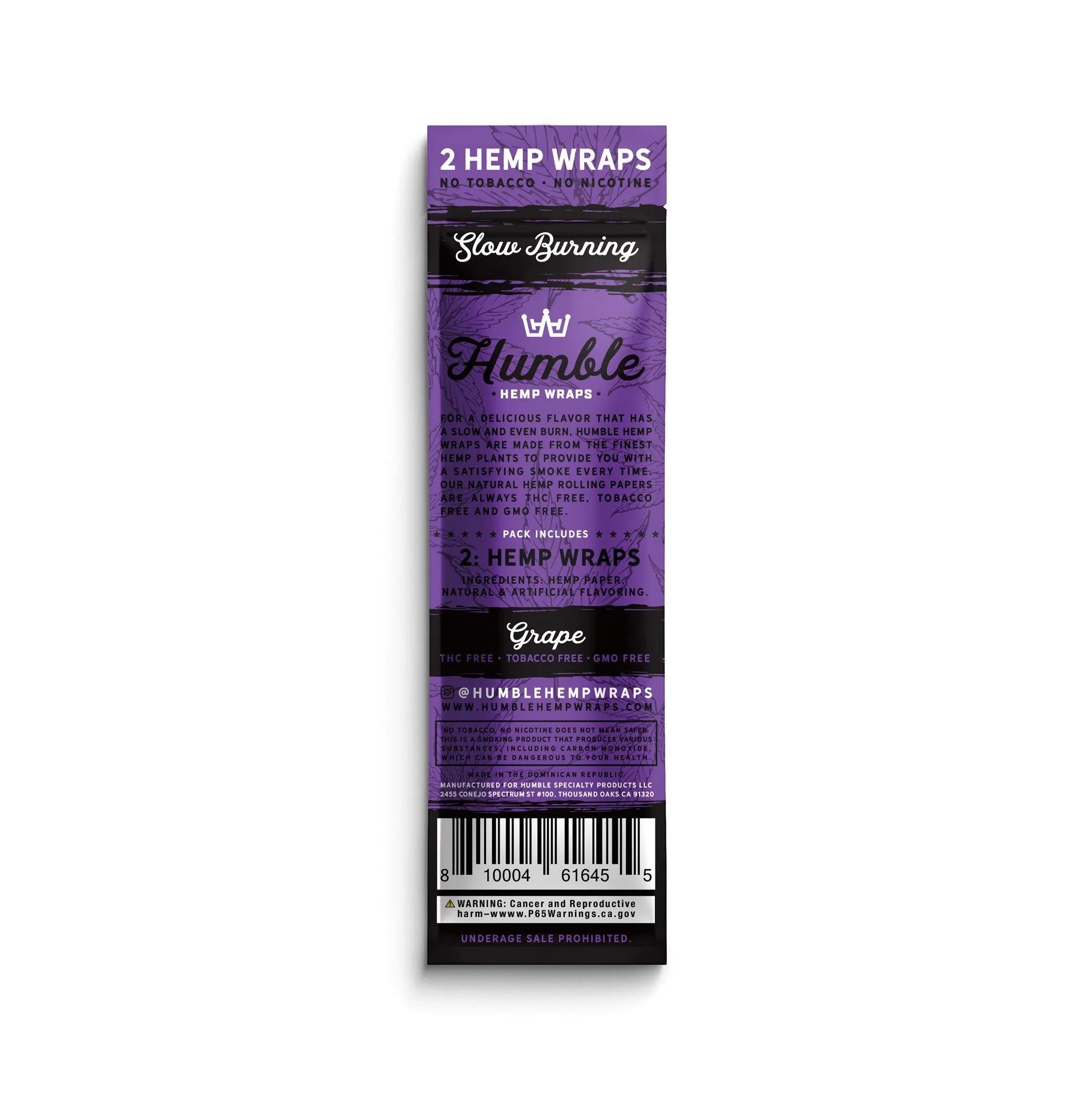 Humble Hemp Wraps - Grape Flavor - 25 Pack