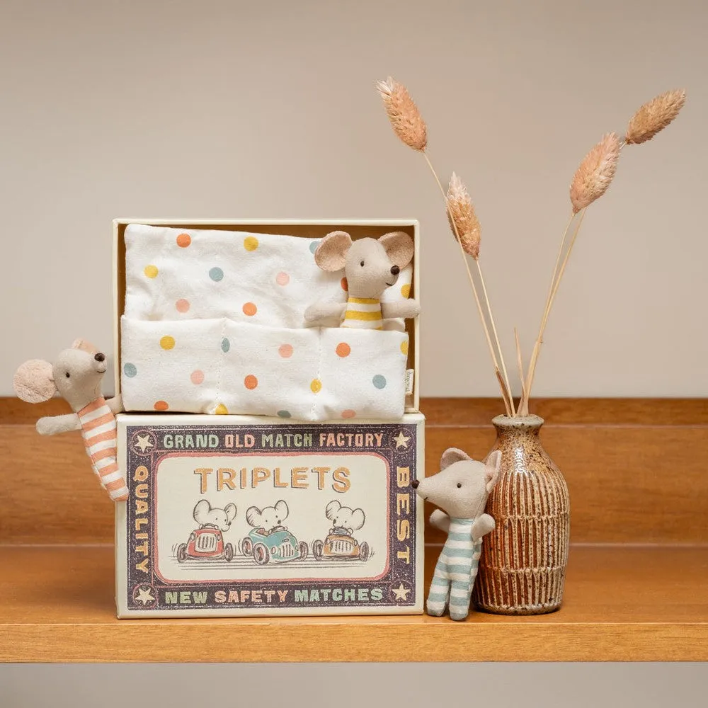 Maileg baby mice triplets in matchbox
