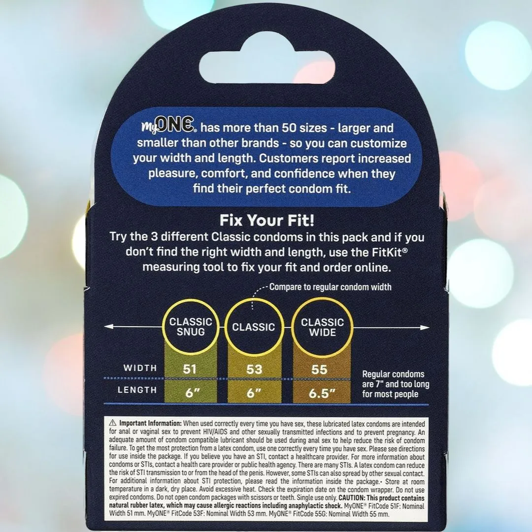 myONE "Classic" Condom Sampler (With FitKit Measuring Tool)