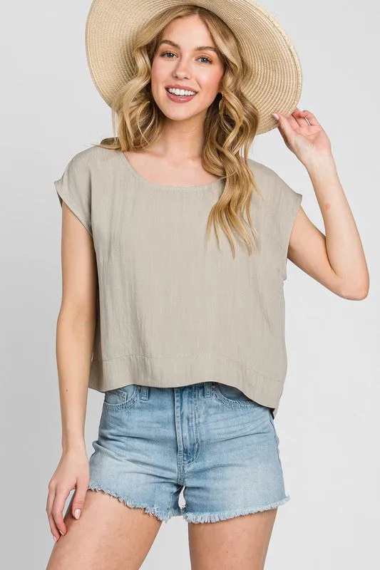 Pale Olive Boxy Top