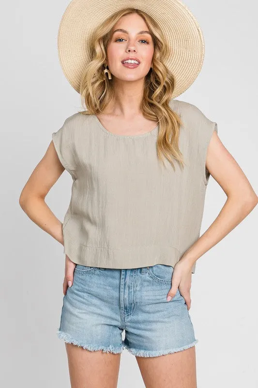 Pale Olive Boxy Top