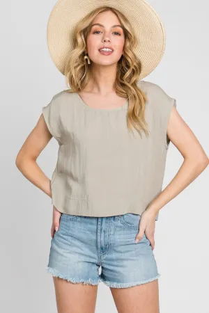 Pale Olive Boxy Top