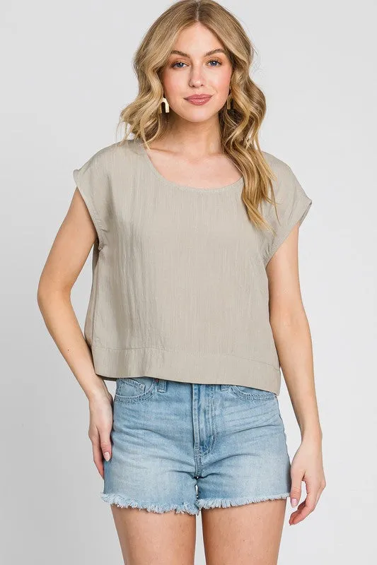Pale Olive Boxy Top