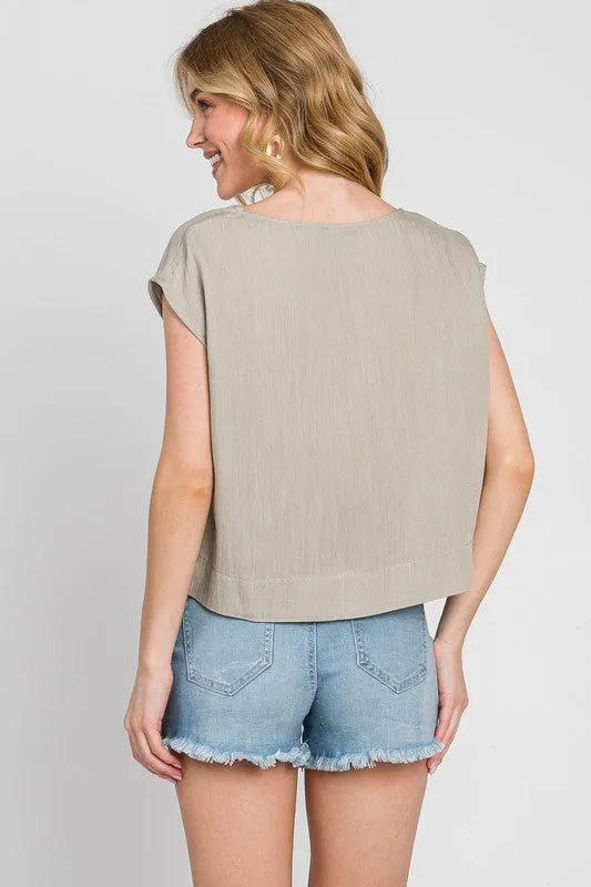 Pale Olive Boxy Top