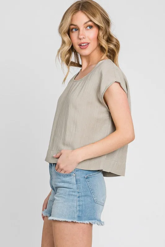 Pale Olive Boxy Top
