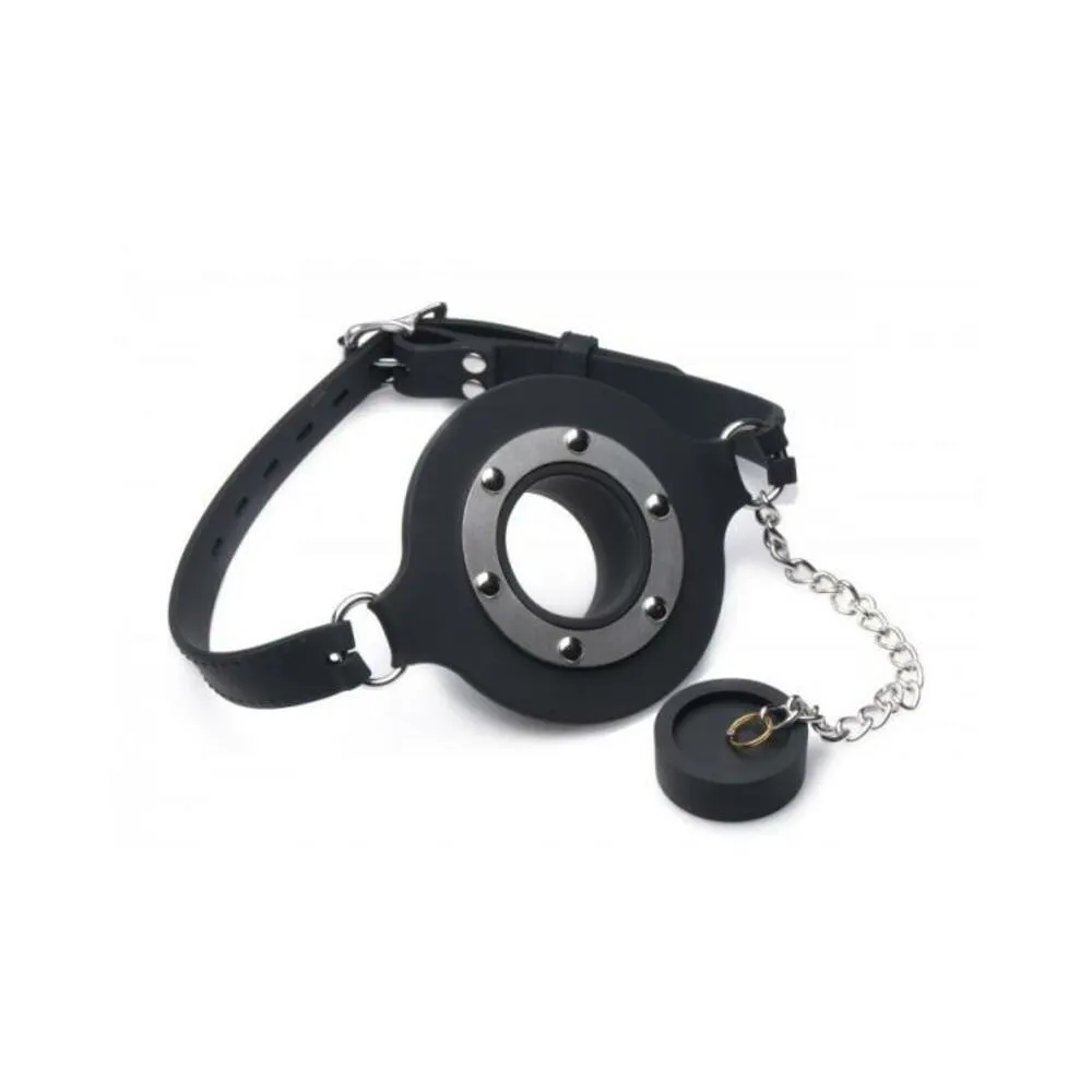 Pie Hole Silicone Feeding Gag Black O/S