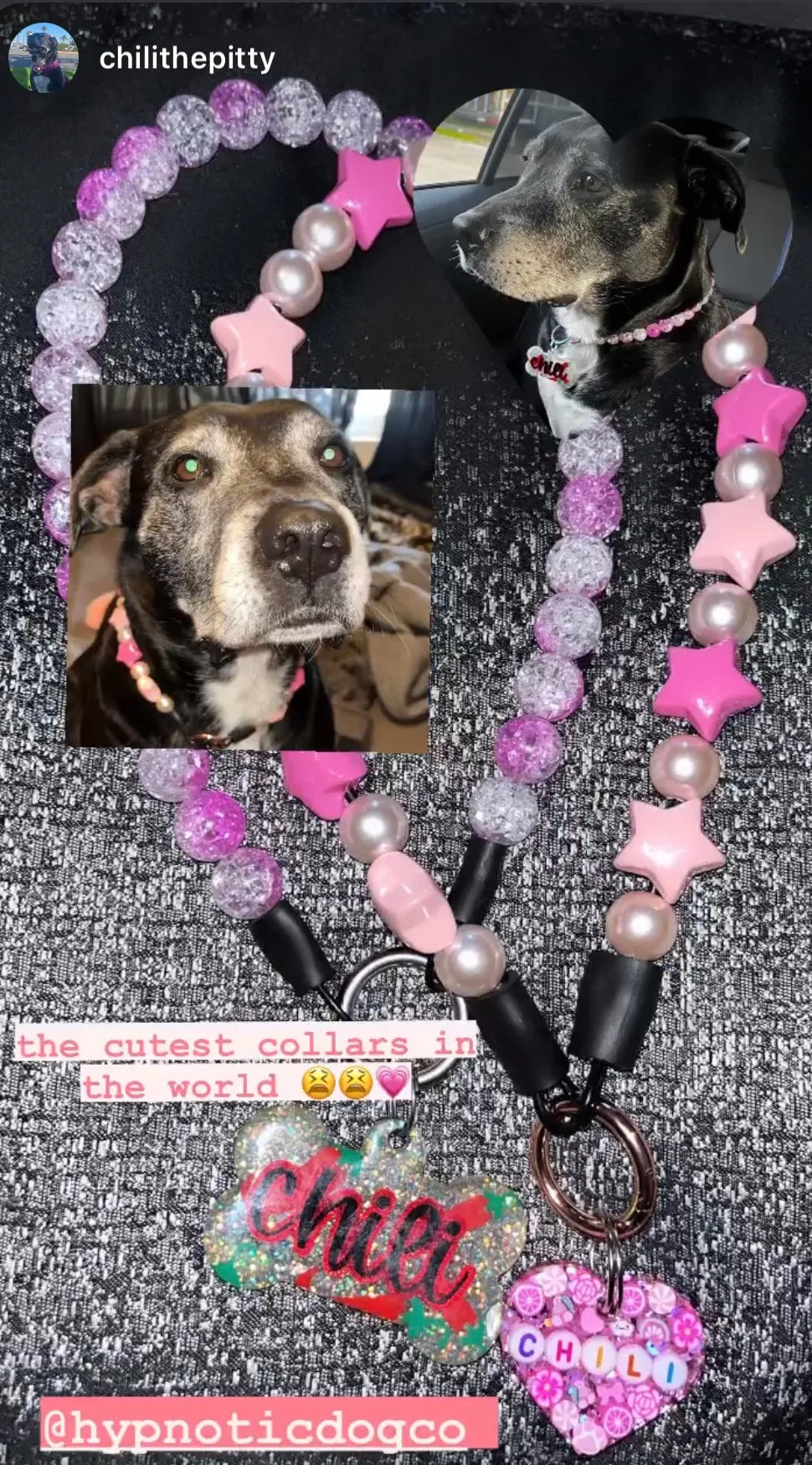 Pink Stars Bead Collar