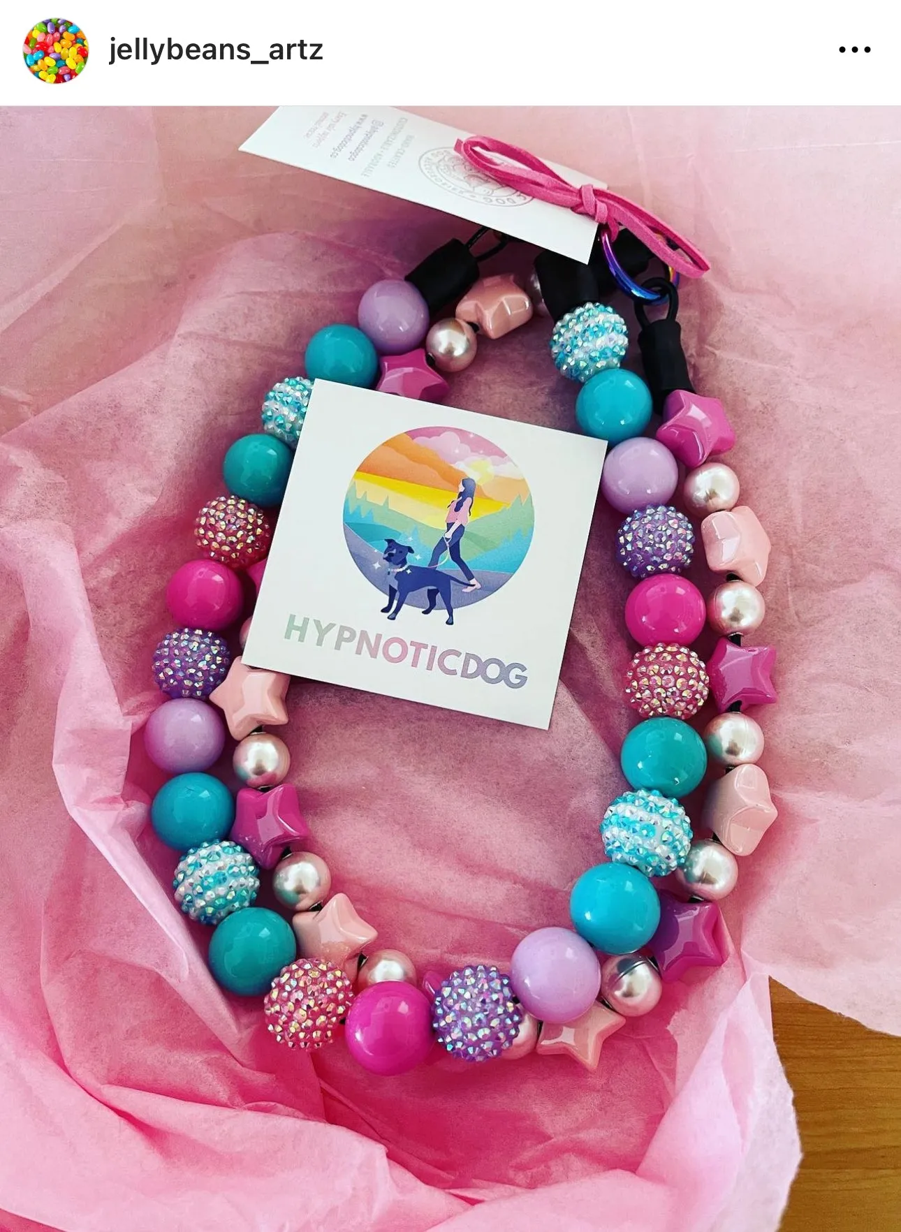 Pink Stars Bead Collar