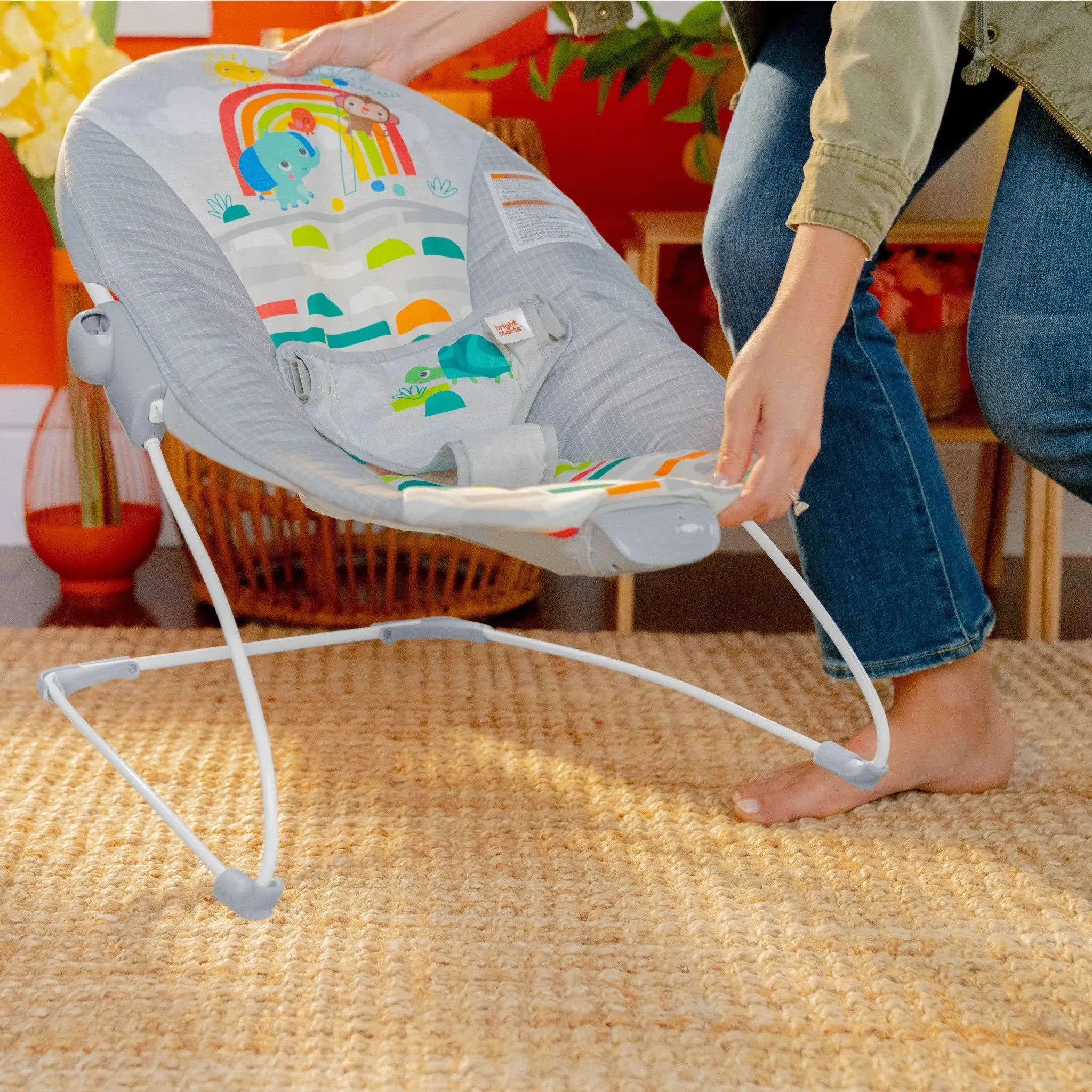 Playful Paradise Vibrating Baby Bouncer with Toys (See Description)