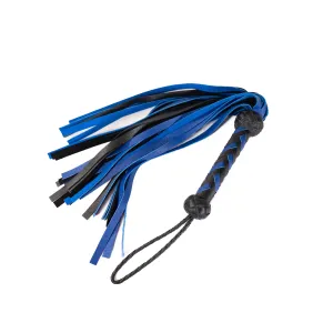 Rapture Leather Deertan Cowhide Flogger in Blue & Black