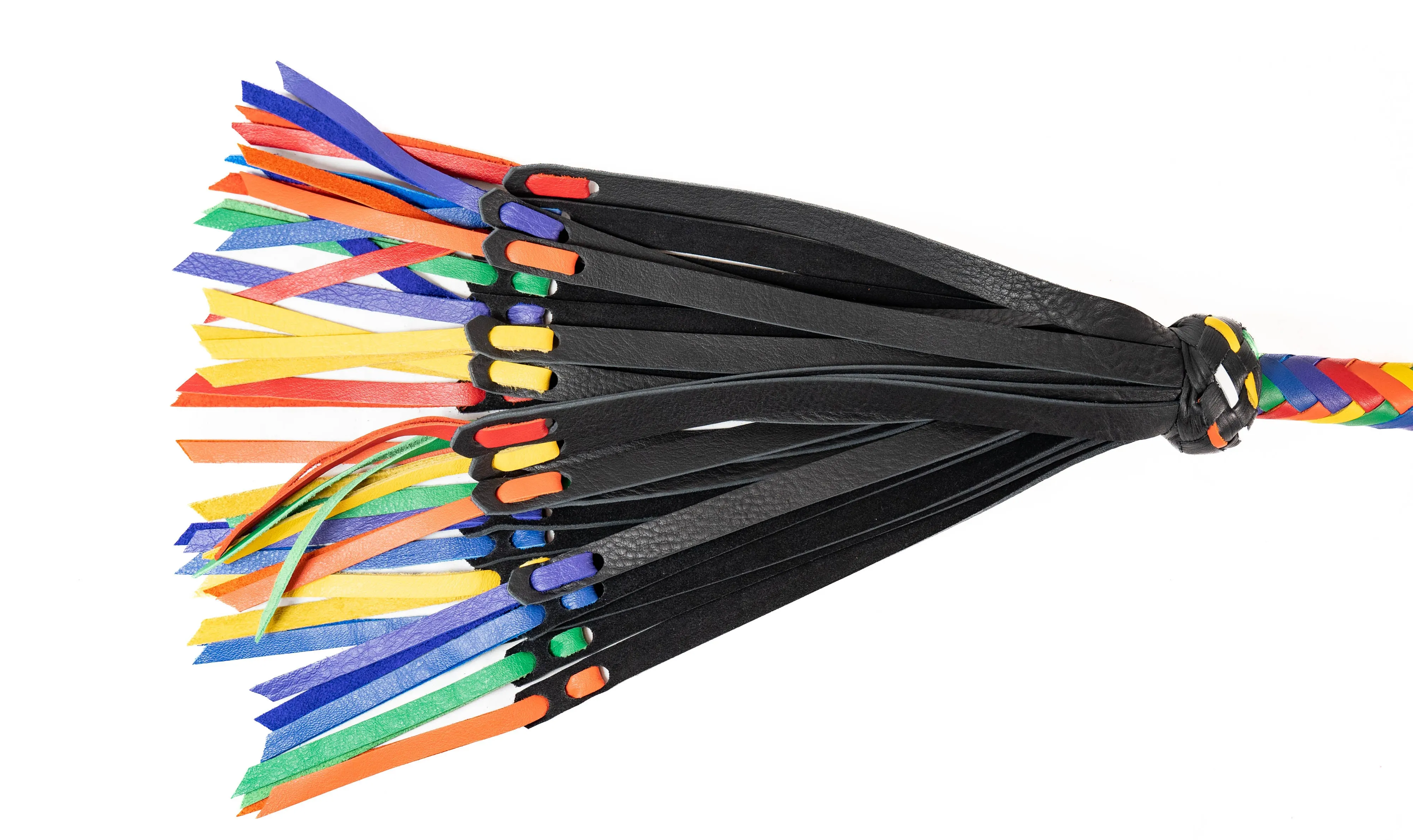 Rapture Leather Medusa Flogger in Rainbow