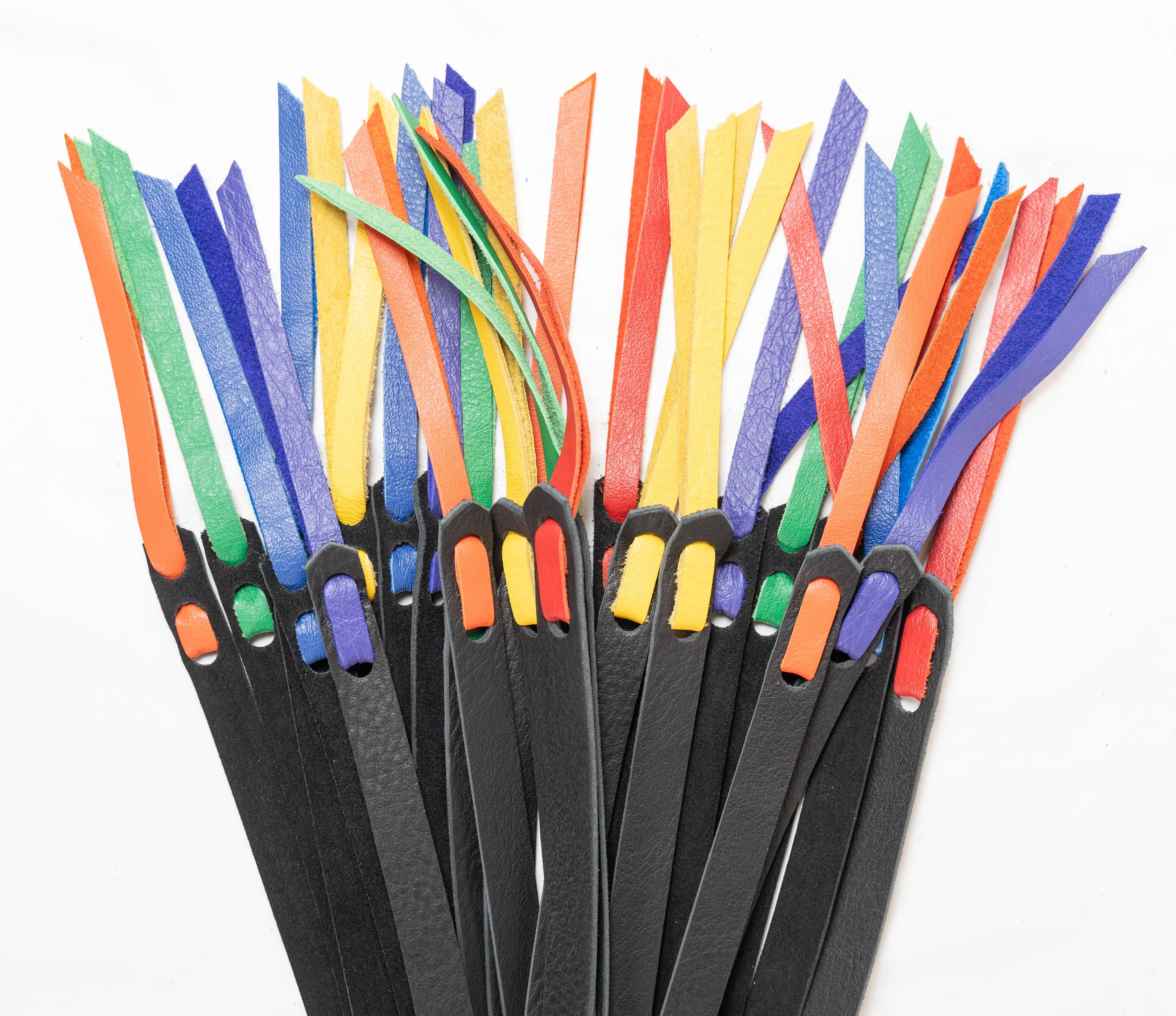 Rapture Leather Medusa Flogger in Rainbow